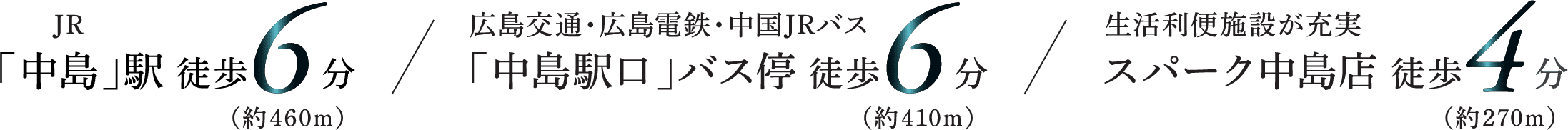 「中島」駅 徒歩6分 広島交通・広島電鉄・中国JRバス「中島駅口」バス停 徒歩6分 生活利便施設が充実 スパーク中島店 徒歩4分