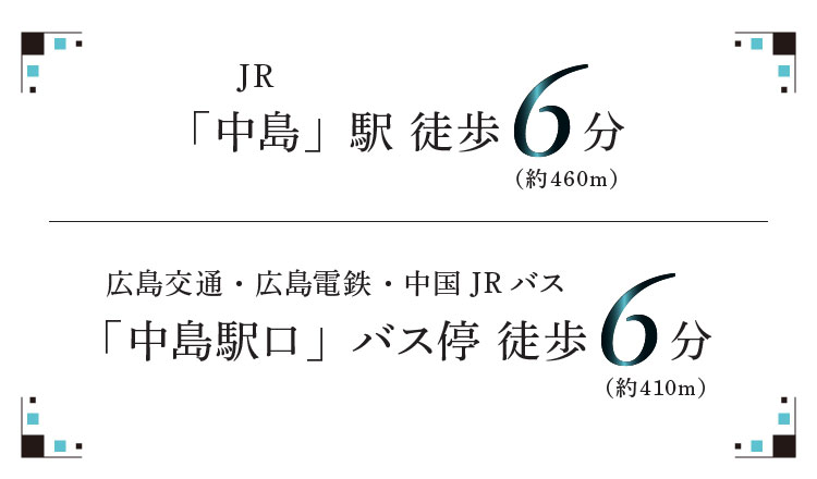 JR中島駅徒歩6分 中島駅口バス停徒歩6分 生活利便施設が充実！